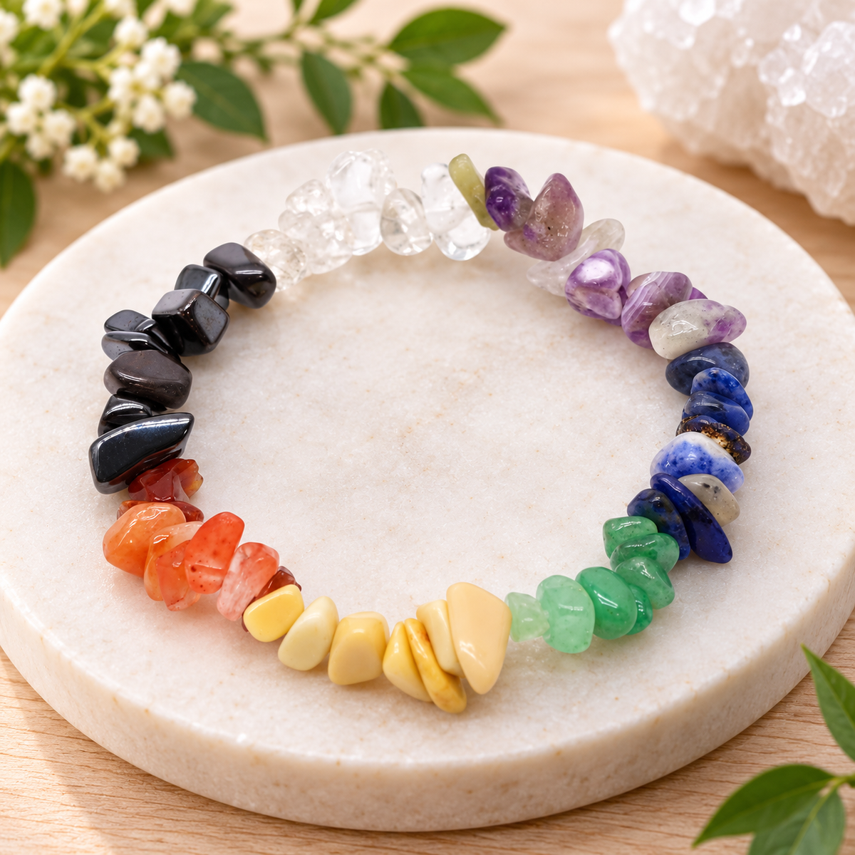 Chakra Small Stone Chip Bracelet