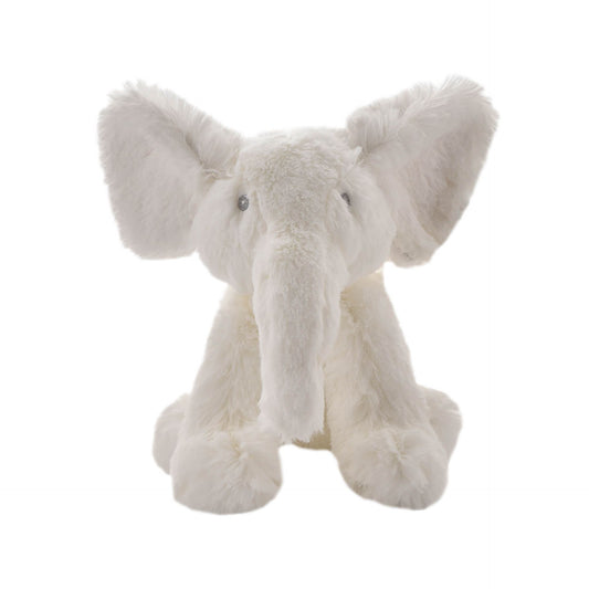 Plush elephant toy on a white background