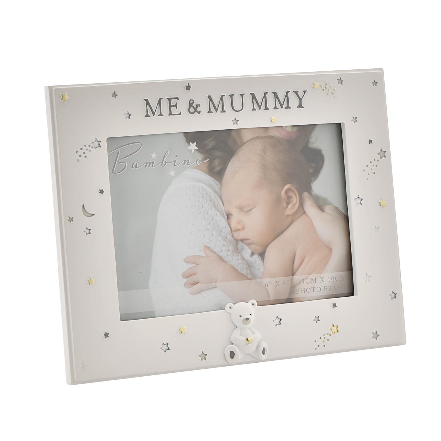 White photo frame with 'ME & MUMMY' text and a baby and mother photo inside.