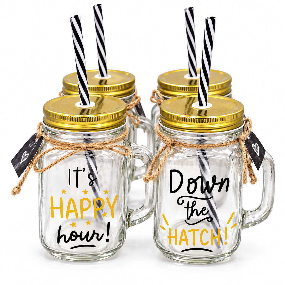 Glass Mason Jar Tumbler with Lid and Reusable Straw