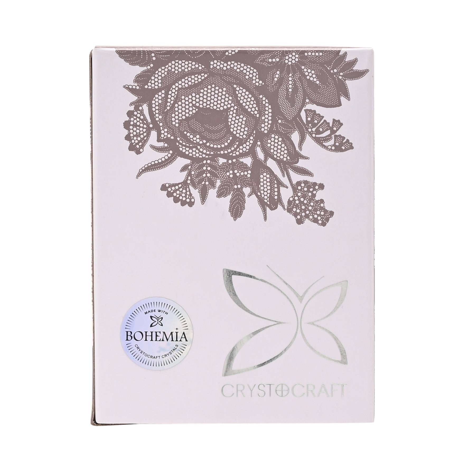 Bohemia Crystal box with floral design and brand logo on a white background