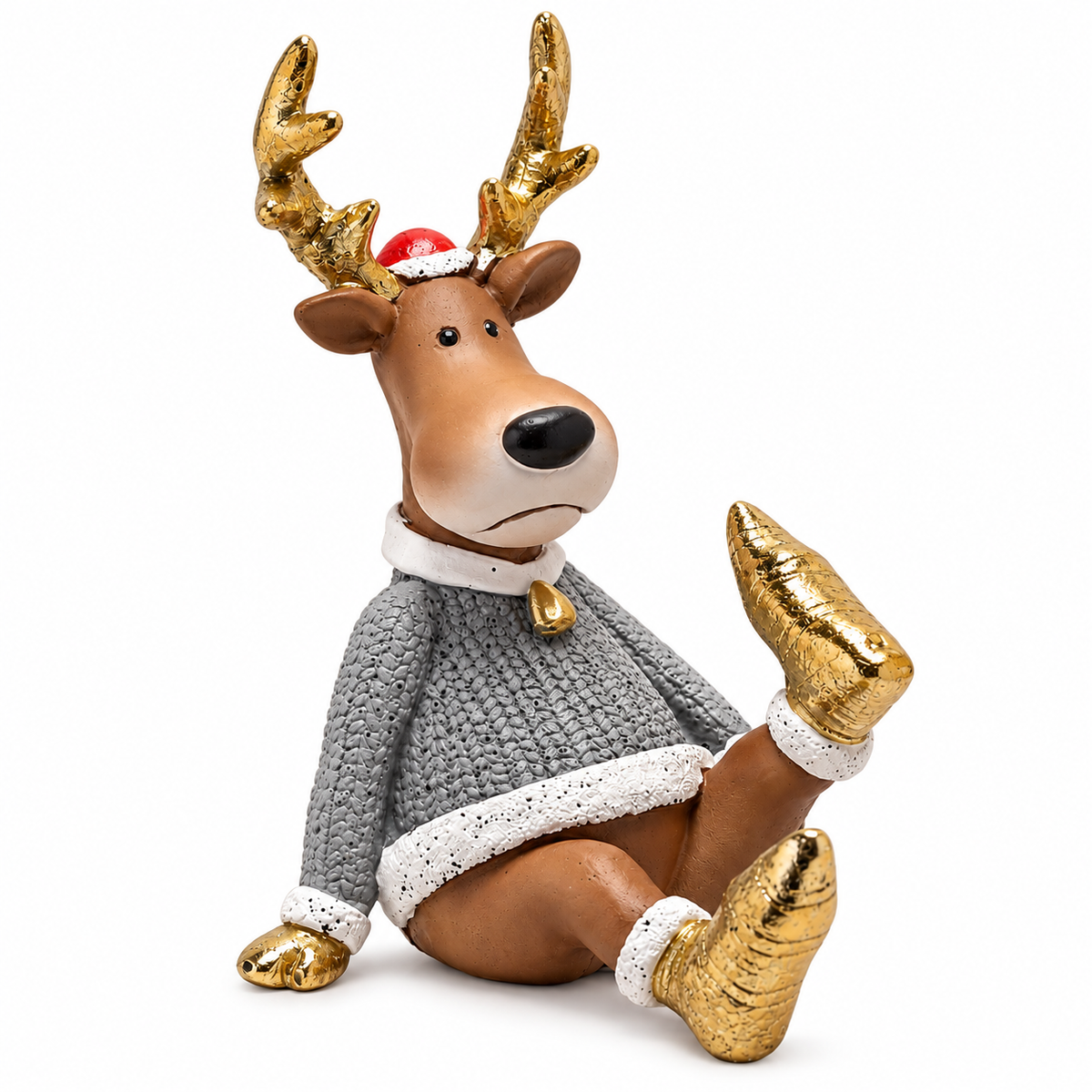 Sitting Reindeer Christmas Figurine