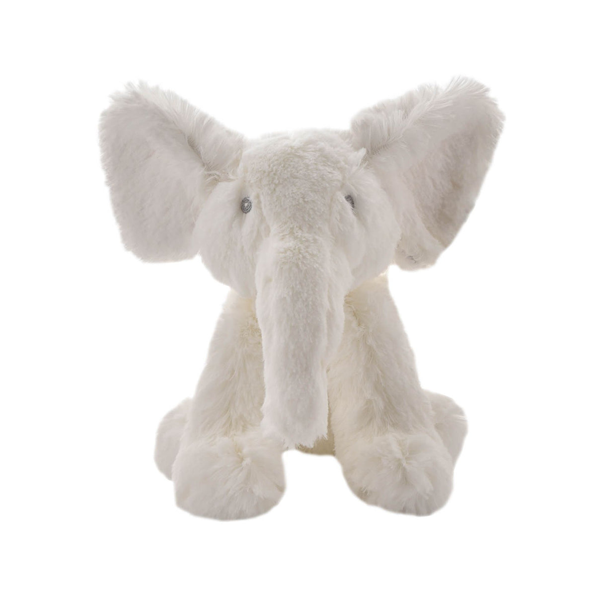 Plush elephant toy on a white background