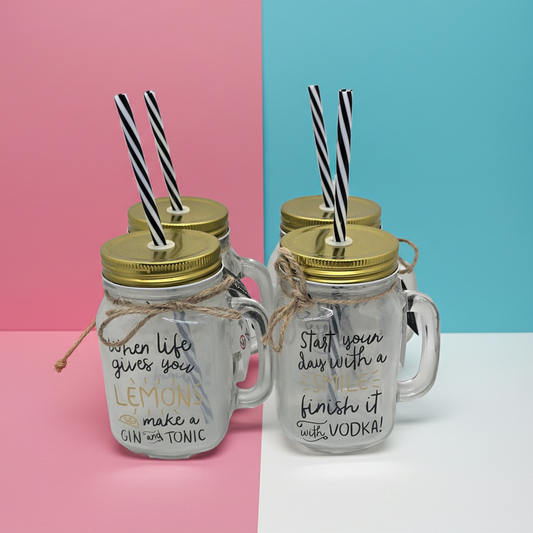 Mason Jar With Straw