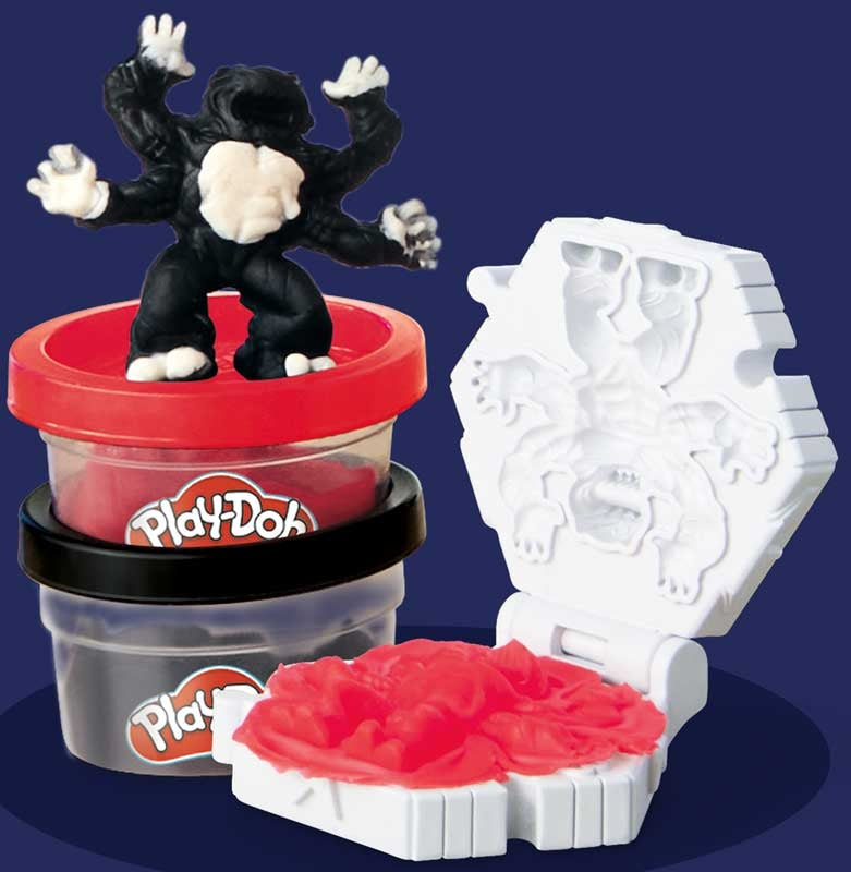 Play-Doh set with a gorilla figure and mold on a blue background