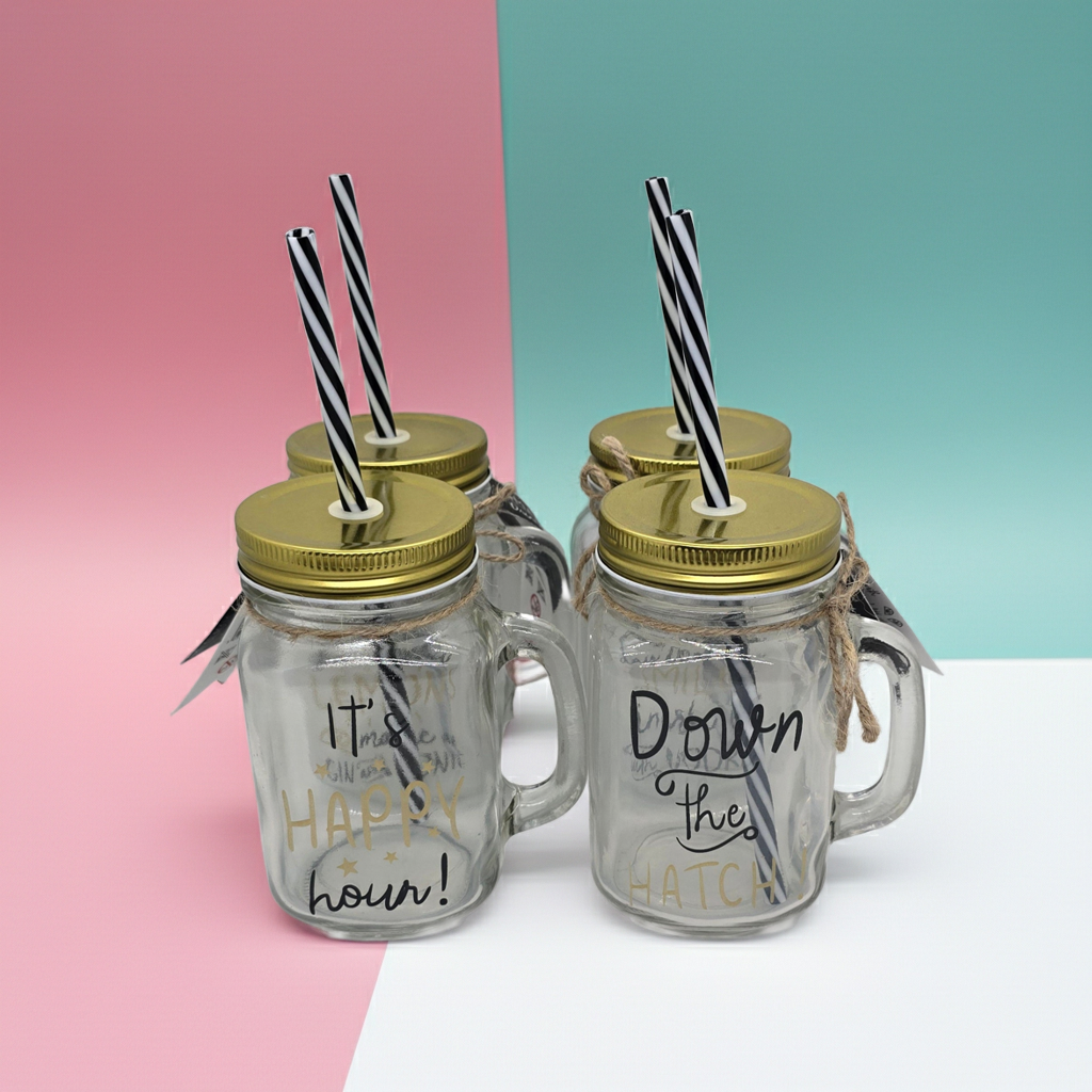 Mason Jar With Straw